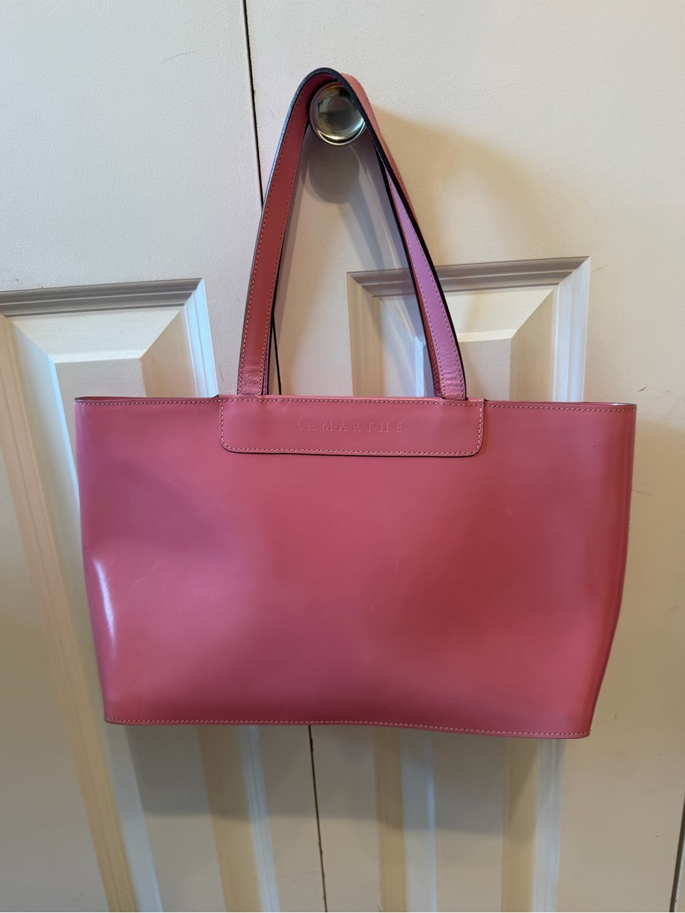 Lamarthe Paris Bubblegum Pink Patent Leather Tote Bag Shoulder Purse